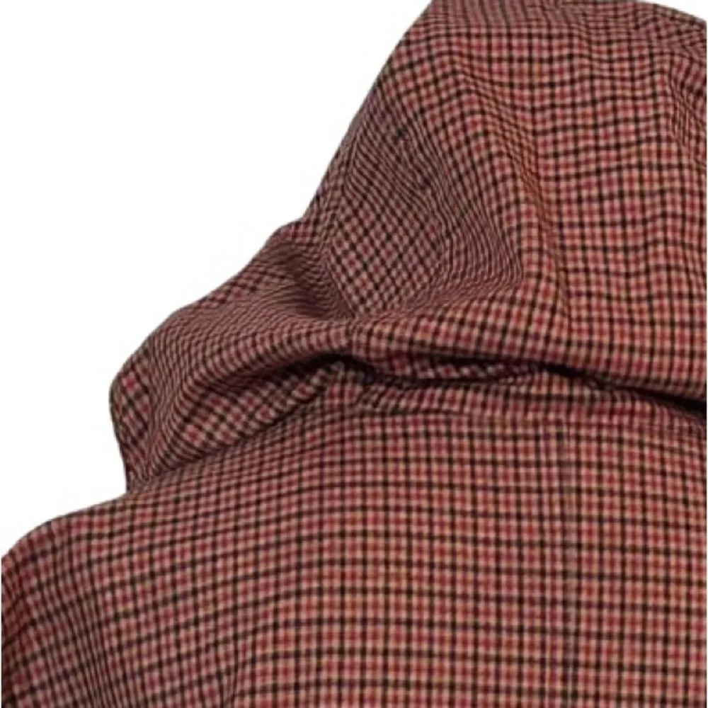 Reversible Ralph Lauren Black Plaid Hooded Jacket Red Vintage Designer SMALL